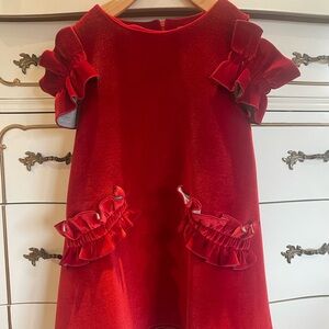 Elegant Red Velvet Kids Dress
